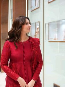 Stunning Red Embroidered Kurta Set with Dupatta