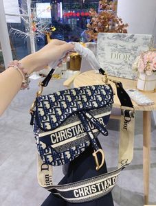 Dior Saddle Bag - Navy Oblique Canvas