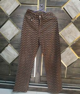 Brown Wave Pattern Pants