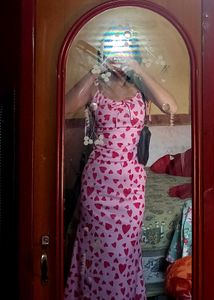 Pink Heart Print Mini Dress