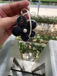 Cute Denim Flower Keychain