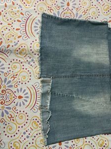 A-line mid length girls denim skirt
