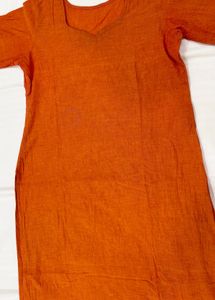 Orange Plain Kurti