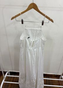 White Lace-detailing Strappy Cotton Maxi Dress