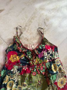 Boho Floral Print Ruffle Maxi Dress