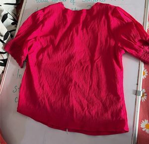 Vibrant Pink Square Neck Blouse