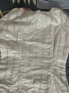 Elegant Cream Striped Kurta Set