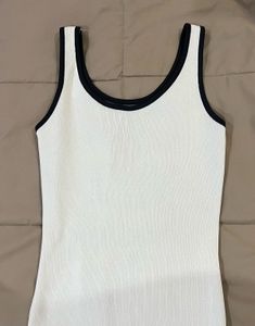 Cream Ribbed Tank Dress