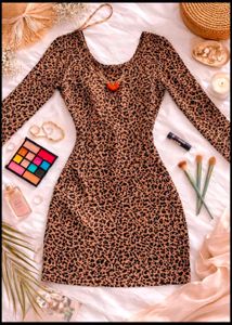 Leopard Print Long Sleeve Mini Dress