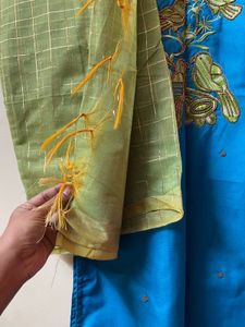 Blue Kurta with Bird Embroidery and duppata