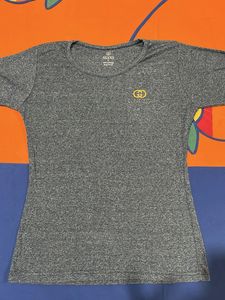 Grey Gucci Logo T-Shirt