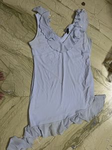 H&amp;M Ruffled Light Blue Mini Dress