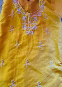 Yellow Embroidered Kurta
