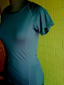Blue Fitted Tee For Work Out