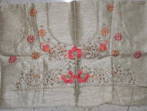 Elegant Embroidered Silk Saree Blouse(unstitched)