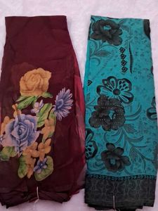 Floral Print Sarees (2 pcs)without blouse