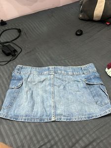Denim Cargo Skirt