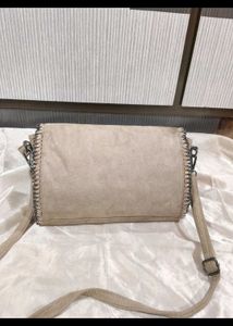 Beige Suede Crossbody Bag