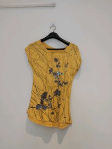 ELLE Yellow Printed Cap Sleeve Top