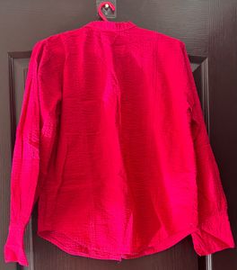 Bright Hot Pink Textured Button-Up Shirt