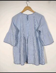 Pure Cotton Sky Blue Striped Top