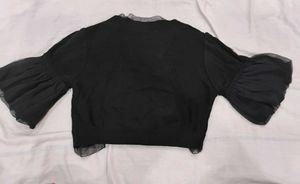Chic Black Sheer Sleeve Bolero (crop shrug)