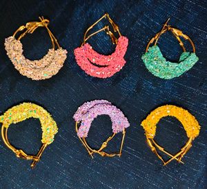 Glitter Hoop Earrings Set
