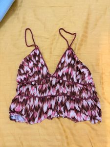 Boho Print Ruffle Camisole Top
