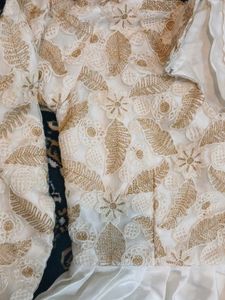 White & Gold Embroidered INDO WESTERN GOWN