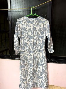 White Paisley Print Kurta