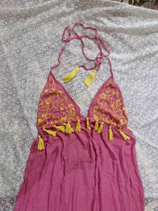 Pink Tassel Maxi Dress