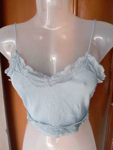 Cute Lace Trim Crop Top