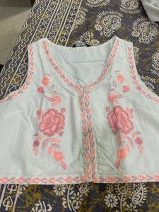 Embroidered Sleeveless Cotton Blouse