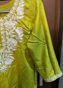 Lime Green Embroidered Kurta