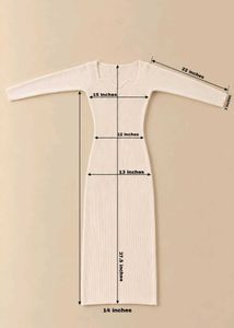 IVORY RIBBED SQUARE NECK MIDI DRESS