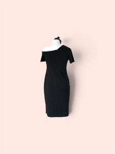 Chic One-Shoulder Black Midi Dress