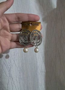 Silver Tone Spiral Drop Earrings