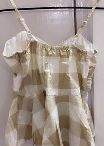 Chic Checked Peplum Cami Top