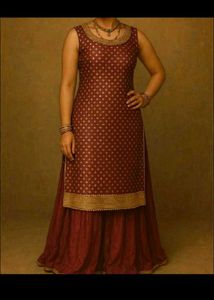 – Elegant Maroon Sharara Set with Golden Work ✨”