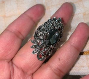 Vintage Oxidized Silver Statement Ring set