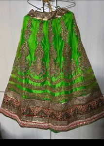 Stunning Green &amp; Gold Lehenga Choli