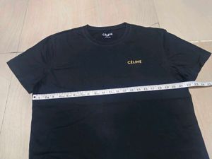 Celine back golden iconic logo Black T-Shirt