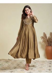 gown brown embroidery dress