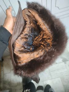 Fur Hooded Leather Coat