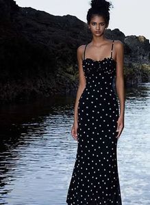 Chic Black Polka Dot Maxi Dress