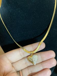 Heart Stone Studded Snake Chain Antitarnish