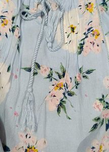 Boho Floral Print Tie-Neck Tunic Top