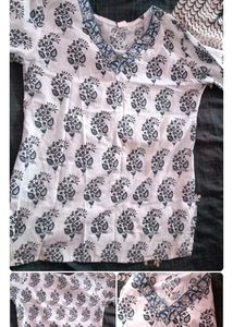 B1G1 FREE Women's Floral Print Cotton Kurta