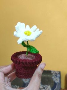crochet daisy flower pot
