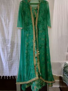 Stunning Teal &amp; Gold Anarkali Suit